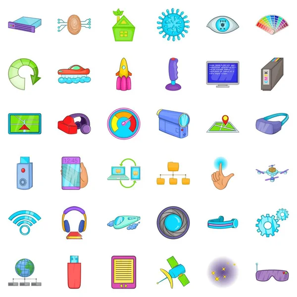 Medya teknoloji Icons set, karikatür tarzı