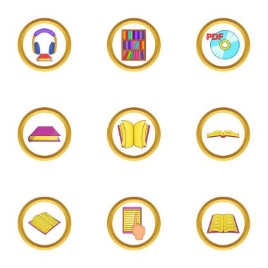 Audiobook Icons set, karikatür tarzı