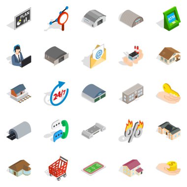 Ev gibi Icons set, izometrik stili