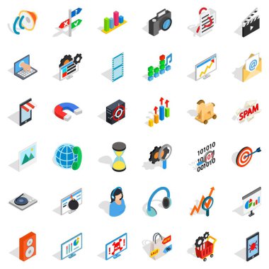 Web büyüme Icons set, izometrik stili