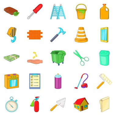 Onarılan cephe Icons set, karikatür tarzı