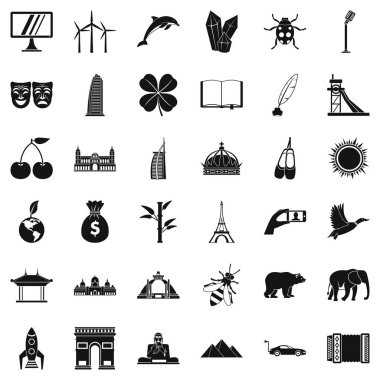 Farklı dünya Icons set, basit tarzı