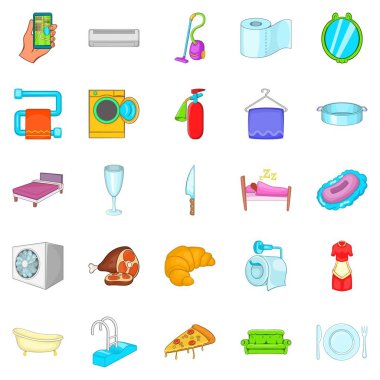 Otel Icons set, karikatür tarzı