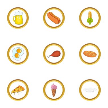 Aperatifler Icons set, karikatür tarzı