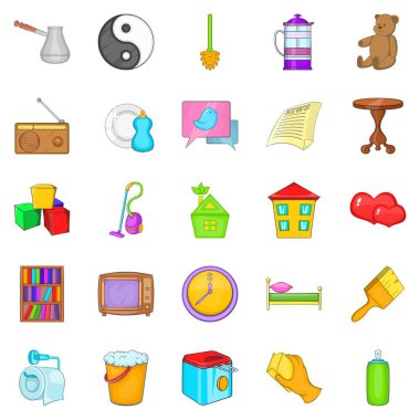 Ev içi kullanımına yönelik bilim Icons set, karikatür tarzı