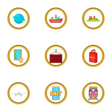 Teslimat servisi Icons set, karikatür tarzı
