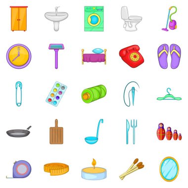 Ev Icons set, karikatür tarzı