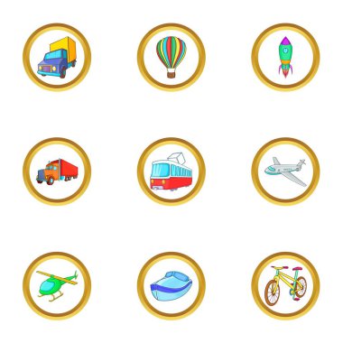 Araç Icons set, karikatür tarzı türleri