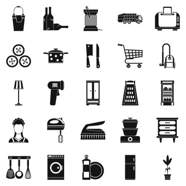 Aile hayatı Icons set, basit tarzı