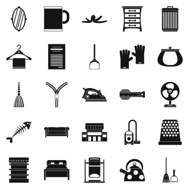 Ev iş Icons set, basit tarzı