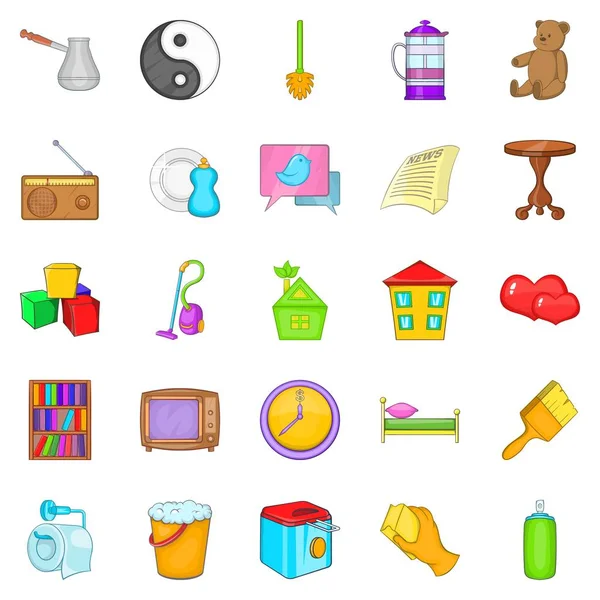 Ev içi kullanımına yönelik bilim Icons set, karikatür tarzı