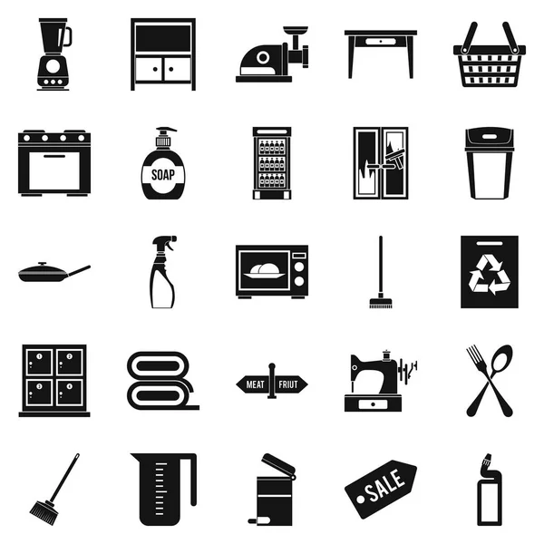 Fireside icons set, simple style — Stock Vector
