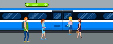 Metro tren afiş yatay, düz stil