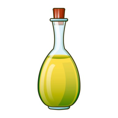 Zeytin yağı bakire şişe simgesi, karikatür tarzı