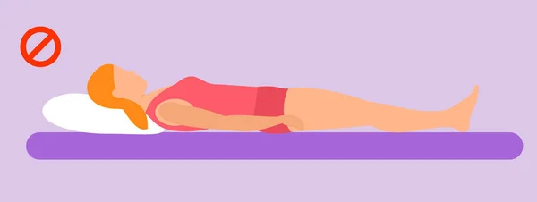 Banner de posición de sueño incorrecto para mujer estilo horizontal y plano — Vector de stock