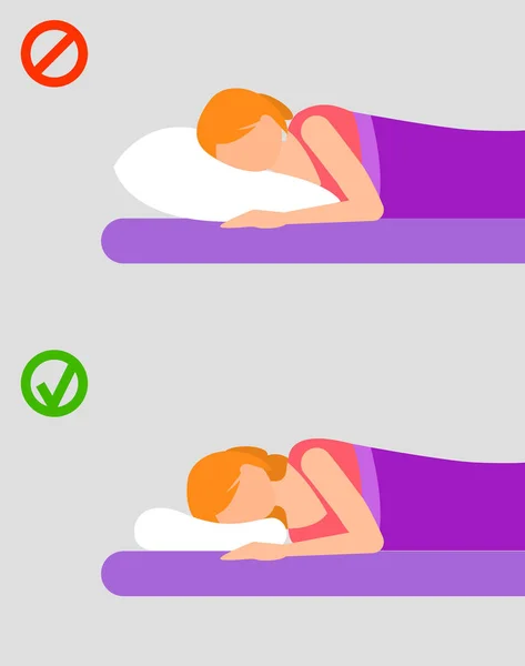 女性睡眠位置バナー縦、フラット スタイル — ストックベクタ
