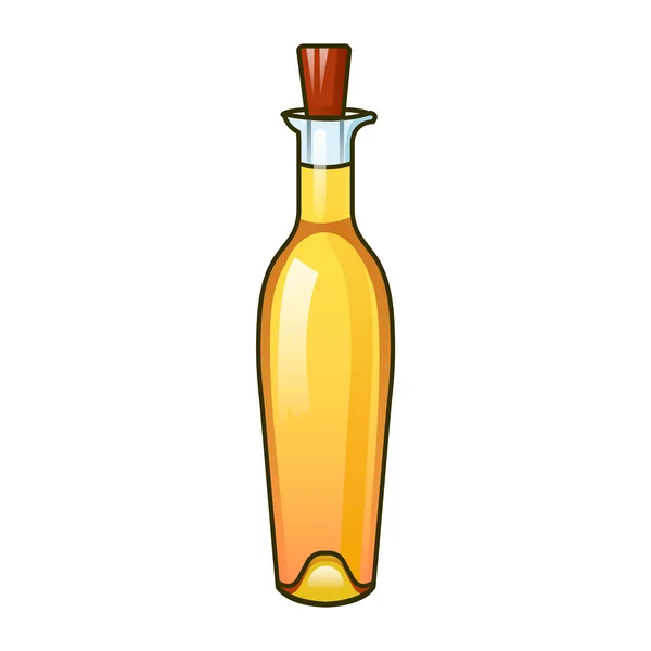 Golden olive oil bottle icon, cartoon style — Stock Vector