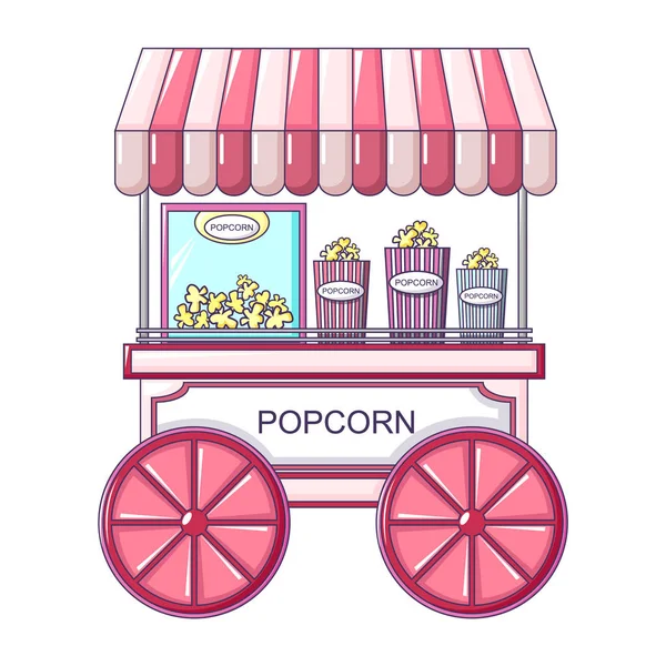 Icono de tienda de palomitas de maíz, estilo de dibujos animados — Vector de stock