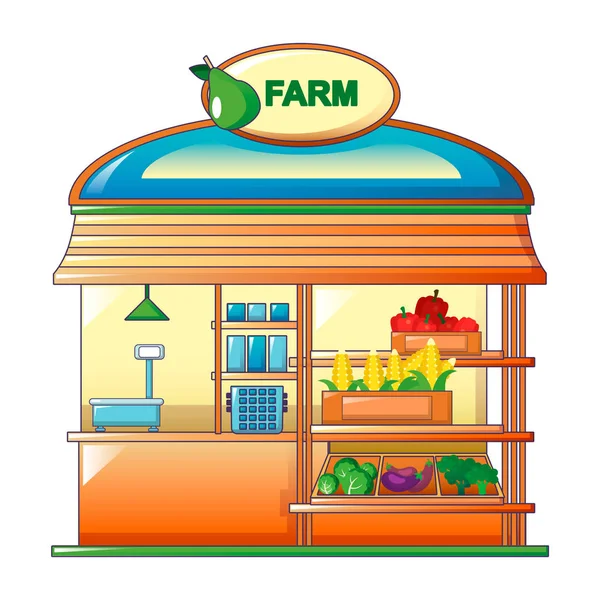 Farm vegetables street shop icon, cartoon style — Stock Vector