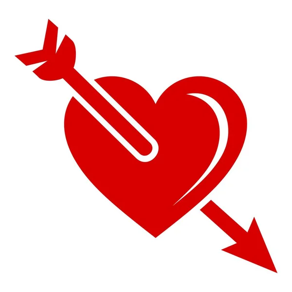 Seta no ícone do coração, estilo simples — Vetor de Stock