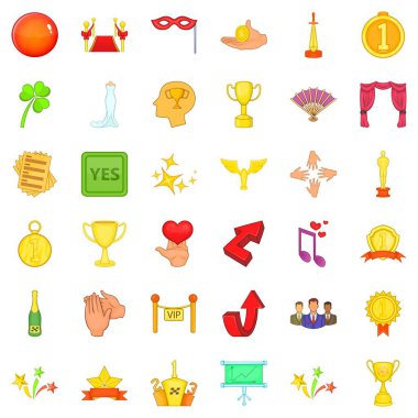 Başarıyla zafer Icons set, karikatür tarzı