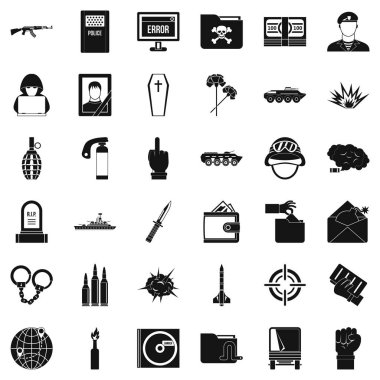 Soğuk savaş Icons set, basit tarzı