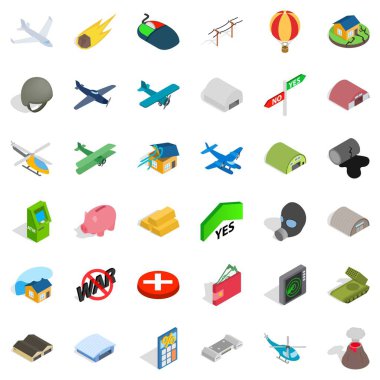 Uzun savaş Icons set, izometrik stili