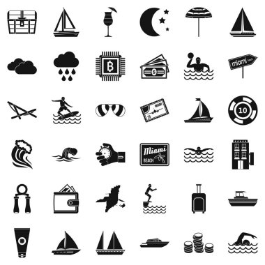 Yağmur su Icons set, basit tarzı