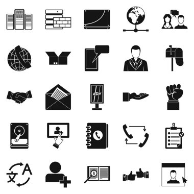 İşbirliği Icons set, basit tarzı
