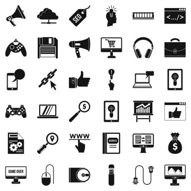 Web oyun Icons set, basit tarzı