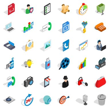 Web busket Icons set, izometrik stili