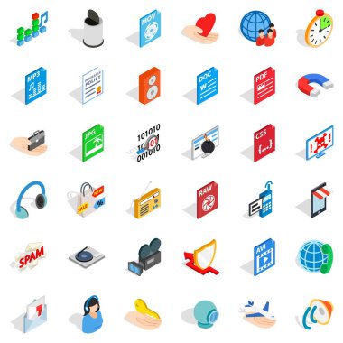Web spam Icons set, izometrik stili