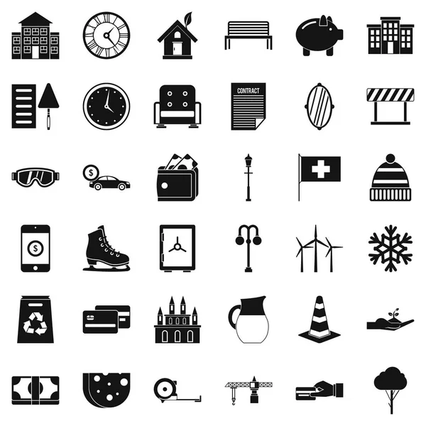 Villa icons set, simple style — Stock Vector