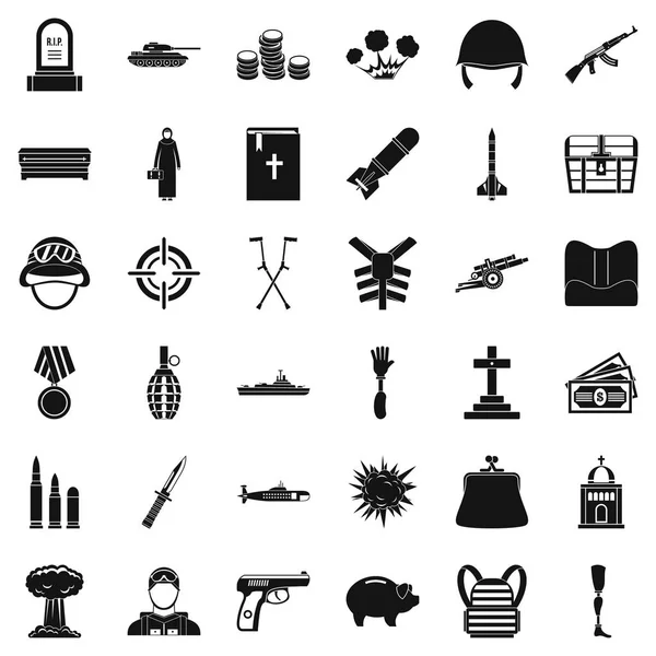 Conjunto de iconos de ofensa de guerra, estilo simple — Vector de stock