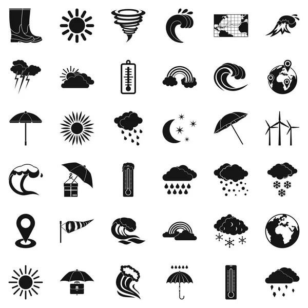 Conjunto de ícones de mau tempo, estilo simples — Vetor de Stock