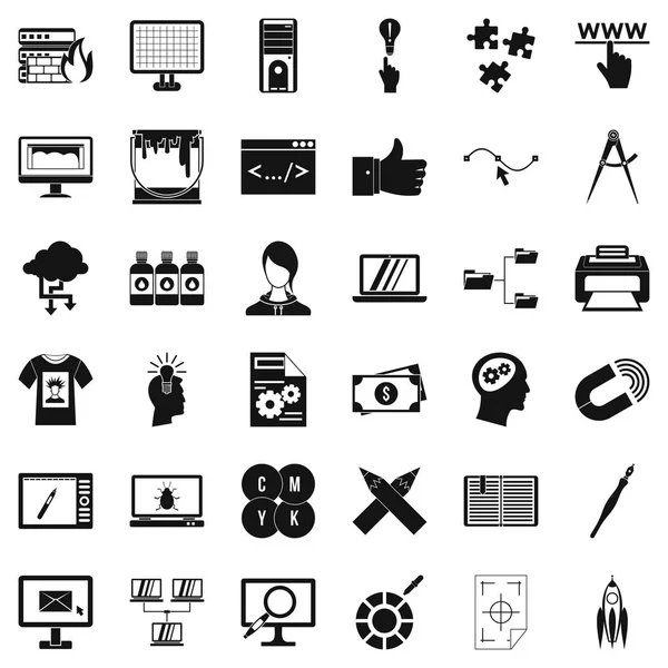 Web sitesi Icons set, basit tarzı — Stok Vektör