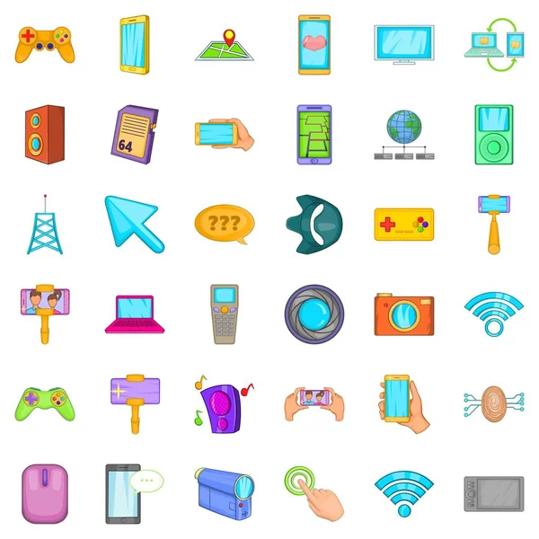 Web mobile icons set, cartoon stil — Stockvektor