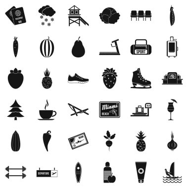 Sağlık Diyet Icons set, basit tarzı