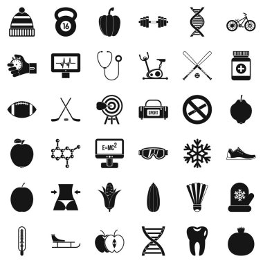 Sağlık şey Icons set, basit tarzı