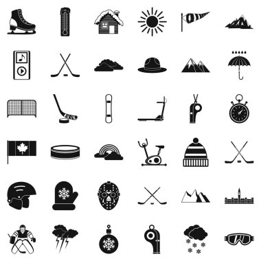 Kış gökkuşağı Icons set, basit tarzı