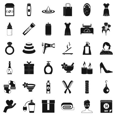 Kadın ayakkabı Icons set, basit tarzı