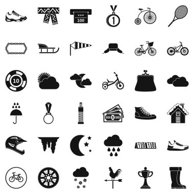 Icons set, basit tarzı egzersiz kadın