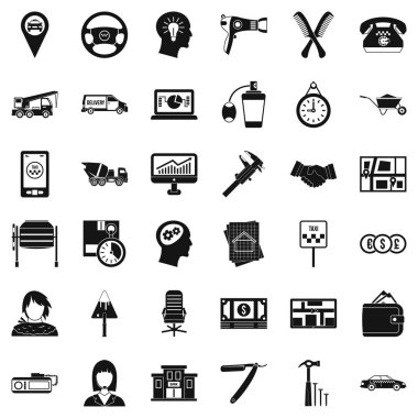Office iş Icons set, basit tarzı