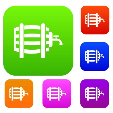 Ahşap varil ile musluk koleksiyonu ayarla