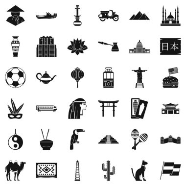 Dünya Gıda Icons set, basit tarzı