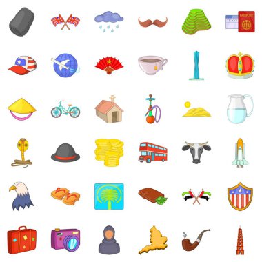 Dünya Simgesel Yapı simgeler ayarla, tarzı çizgi film