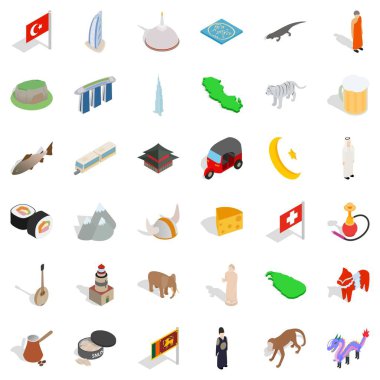 Dünya Mimarlık Icons set, izometrik stili