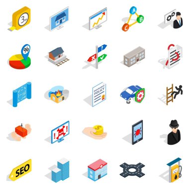 Sohbet Icons set, izometrik stili