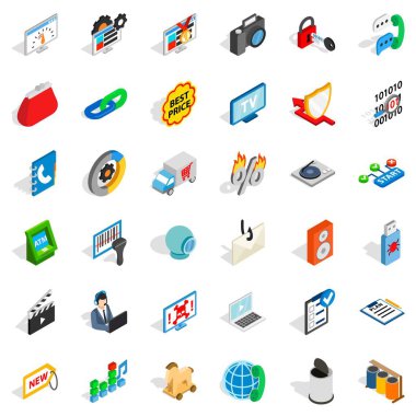 Www pazarlama Icons set, izometrik stili