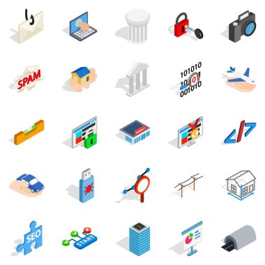 SEO optimizasyonu Icons set, izometrik stili